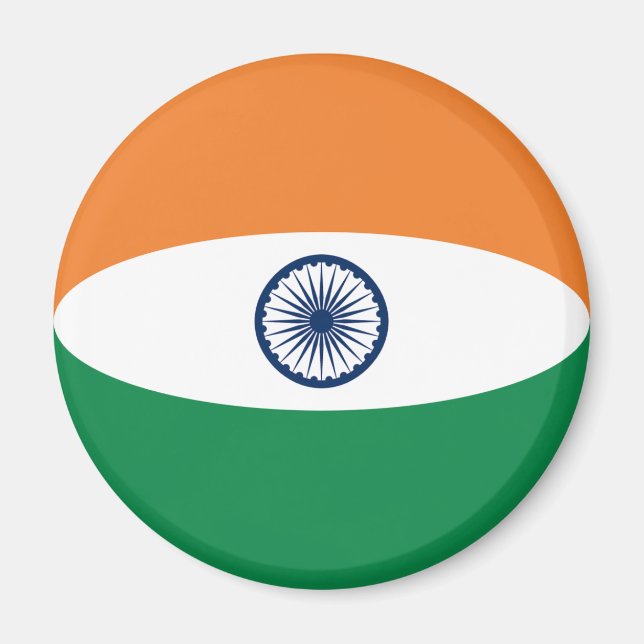 Indien Fisheye Flagga Magnet (Framsidan)