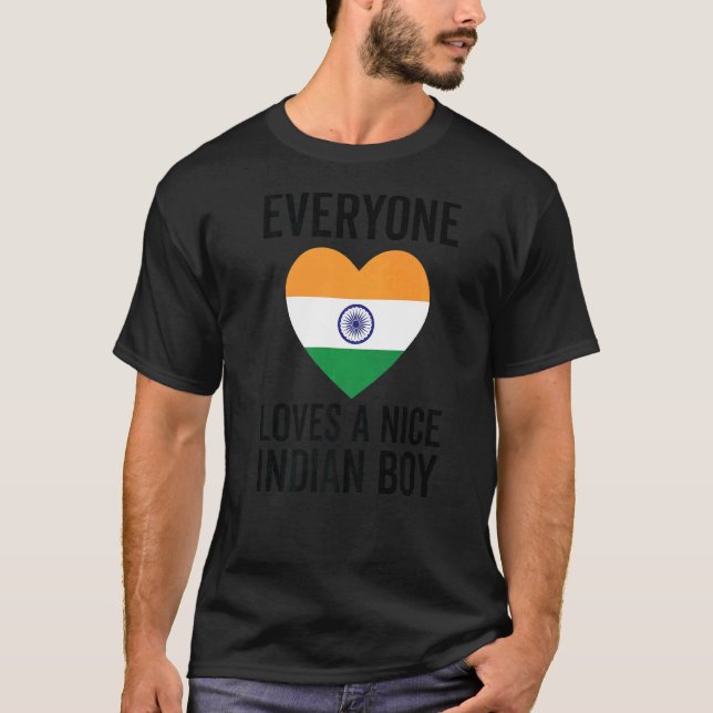 Indien Flagga Alla Kärlek A Nice Indian Boy T Shirt (Framsida)