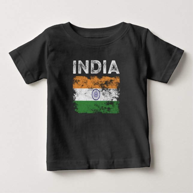 Indien Flagga Distress - Indiska Flagga T Shirt (Framsida)