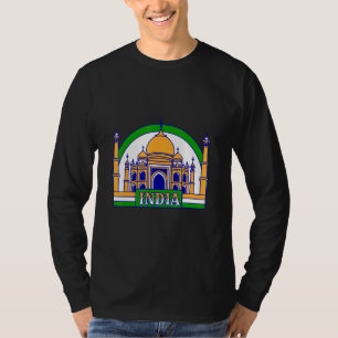 Indien Flagga Färg Taj Mahal T Shirt