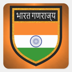 Indien-Flagga Fyrkantigt Klistermärke