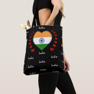 Indien Flagga & Heart, Indiska Flagga mode /sport Tygkasse