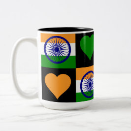 Indien Flagga Heart Mönster Patriotic Indian Pride Två-Tonad Mugg