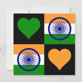 Indien Flagga Heart Patriotic Indian Hälsning Kort