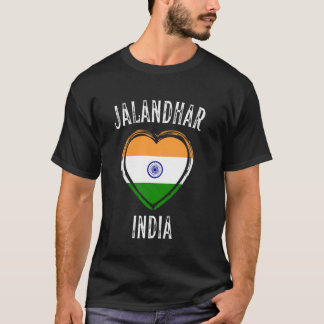 Indien Flagga Hjärta Jalandhar Stad T Shirt
