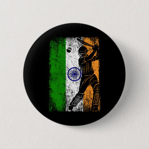 Indien Flagga Indisk Cricket Tröja Fan Spelare Trä Knapp