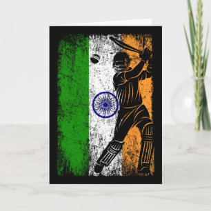 Indien Flagga Indisk Cricket Tröja Fan Spelare Trä Kort
