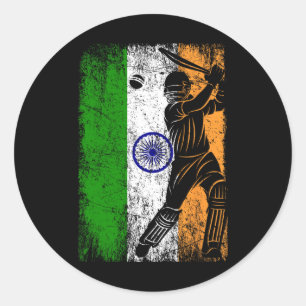 Indien Flagga Indisk Cricket Tröja Fan Spelare Trä Runt Klistermärke