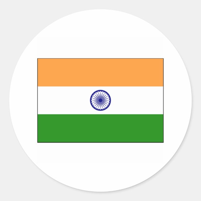 Indien FLAGGA Internationell Runt Klistermärke (Framsida)