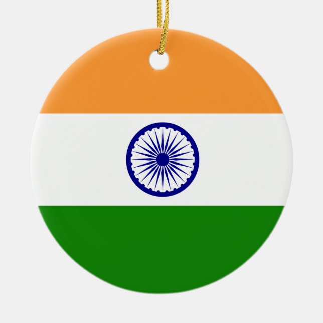 Indien flagga julgransprydnad keramik (Framsidan)