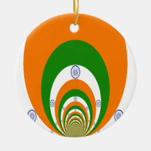 Indien Flagga Kaleidoscope: Oändlig enighet och pa Julgransprydnad Keramik