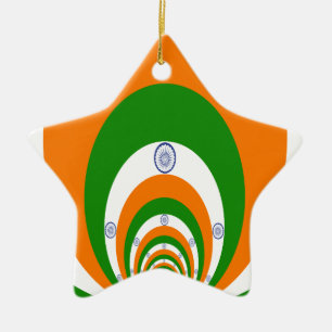 Indien Flagga Kaleidoscope: Oändlig enighet och pa Julgransprydnad Keramik