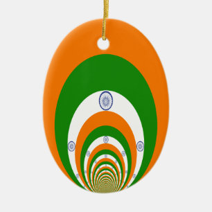 Indien Flagga Kaleidoscope: Oändlig enighet och pa Julgransprydnad Keramik