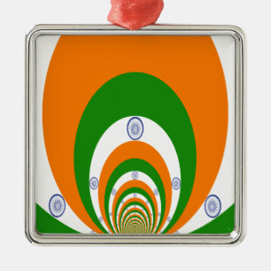 Indien Flagga Kaleidoscope: Oändlig enighet och pa Julgransprydnad Metall