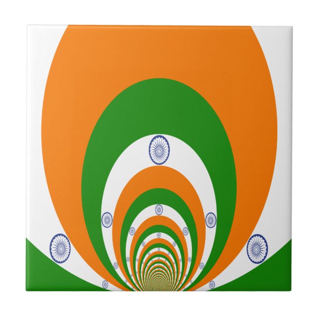 Indien Flagga Kaleidoscope: Oändlig enighet och pa Kakelplatta (Framsidan)