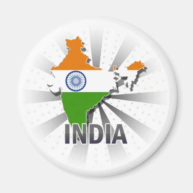 Indien Flagga Karta 2.0 Magnet (Framsidan)