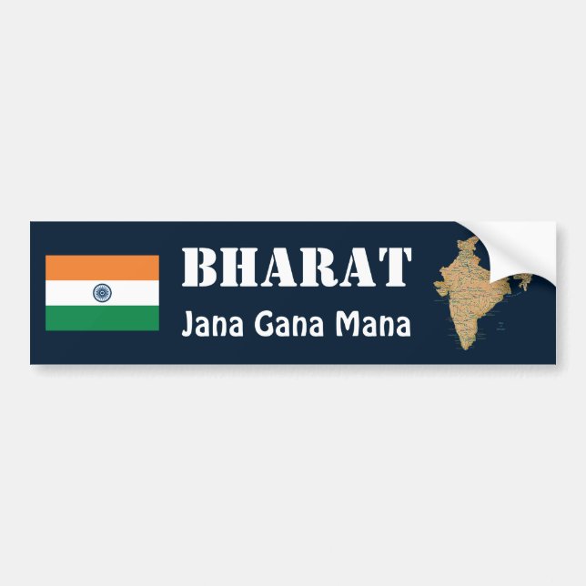 Indien Flagga + Karta Bildörslapp Bildekal (Framsidan)