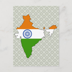 Indien Flagga Karta fullt storlek Vykort