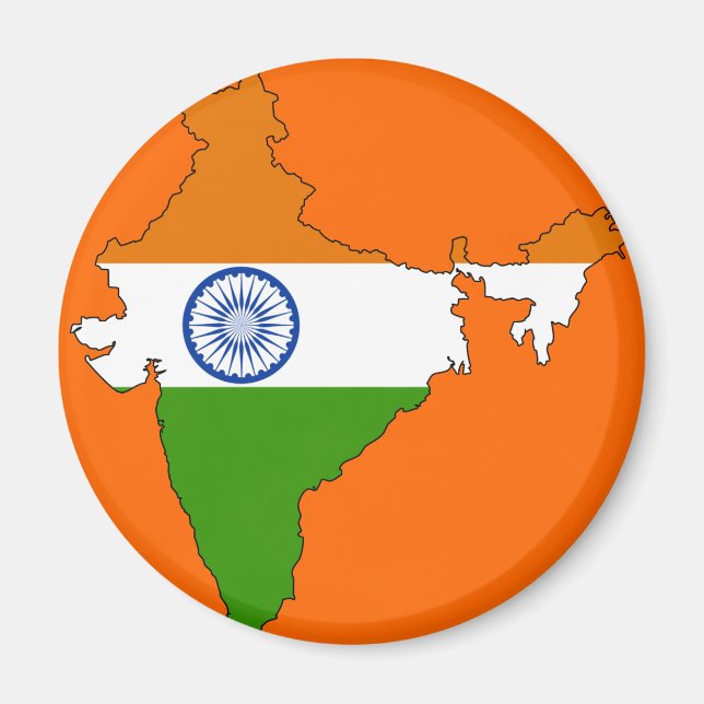 Indien flagga karta magnet (Framsidan)