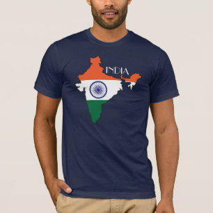 Indien Flagga-Karta skjorta Tee Shirt