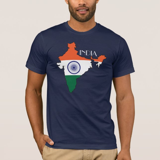 Indien Flagga-Karta skjorta Tee Shirt (Framsida)