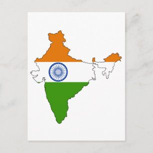 Indien flagga karta vykort