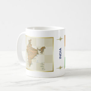 Indien flagga + Kartamugg Kaffemugg