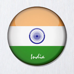 Indien, flagga och Asien - resor/sportfantaster Magnet
