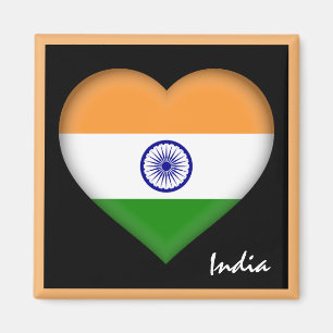 Indien, flagga och indisk hjärta, resa Indien/spor Magnet