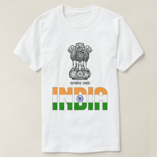 Indien Flagga och Jacka av Arm Patriotic T Shirt