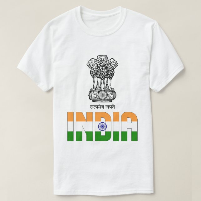 Indien Flagga och Jacka av Arm Patriotic T Shirt (Design framsida)
