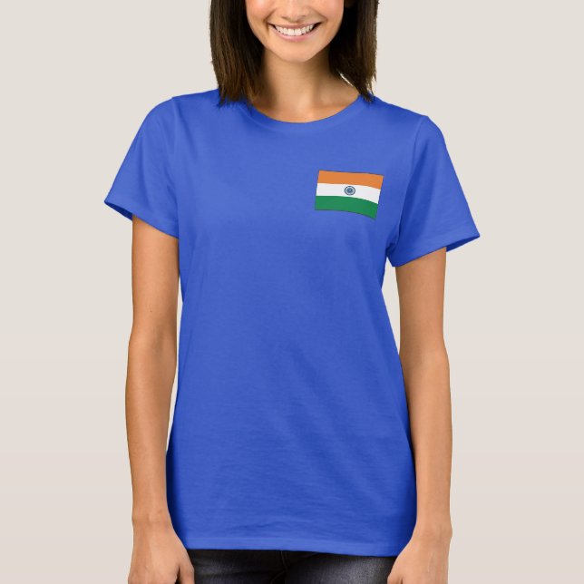 Indien Flagga och Karta dk T-Shirt (Framsida)