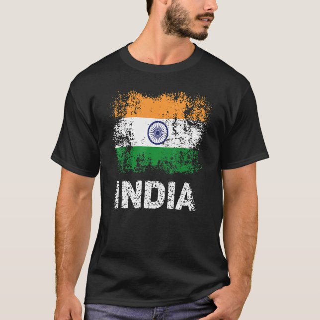 Indien Flagga Patriotic Indian Flagga T Shirt (Framsida)