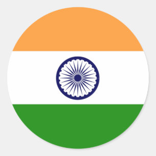 Indien-Flagga Runt Klistermärke
