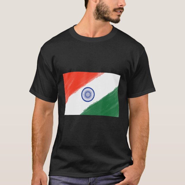 Indien Flagga Souvenir Heritage Travel T Shirt (Framsida)