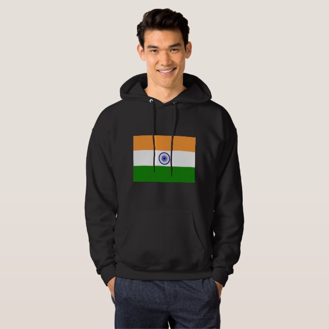 Indien flagga sweatshirt med luva (Hel framsida)