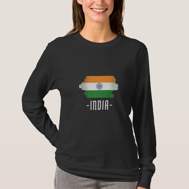 Indien Flagga T Shirt (Framsida)