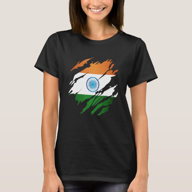 Indien Flagga T Shirt (Framsida)