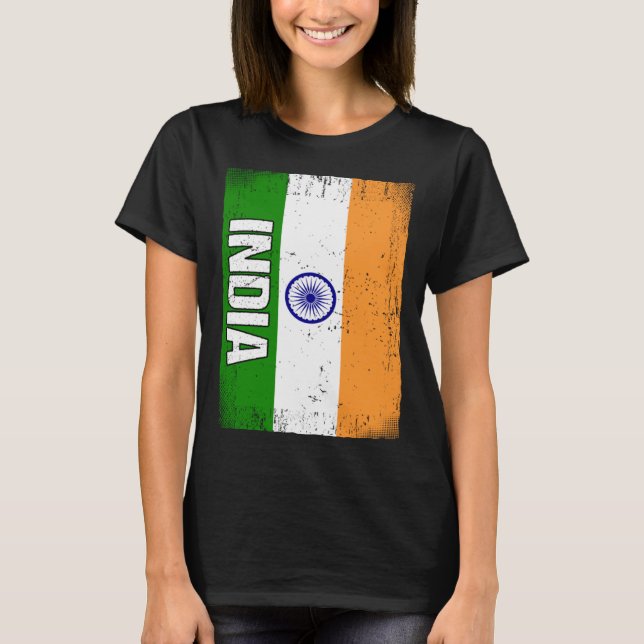 Indien Flagga T Shirt (Framsida)