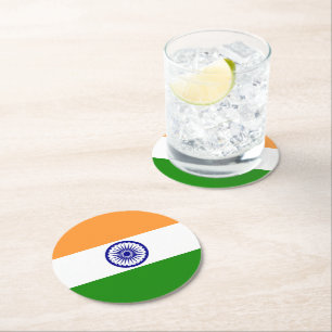 Indien-flagga Underlägg Papper Rund