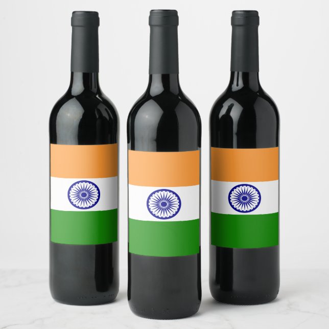 Indien-flagga Vinflaska Etikett (Flaskor)