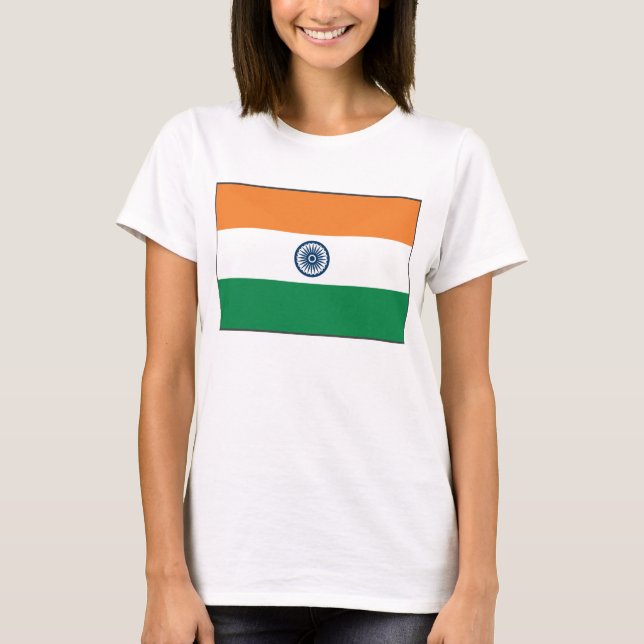 Indien Flagga x Karta T-Shirt (Framsida)