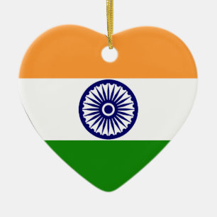 Indien flaggahjärta julgransprydnad keramik