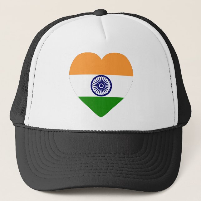 Indien flaggahjärta truckerkeps (Framsida)
