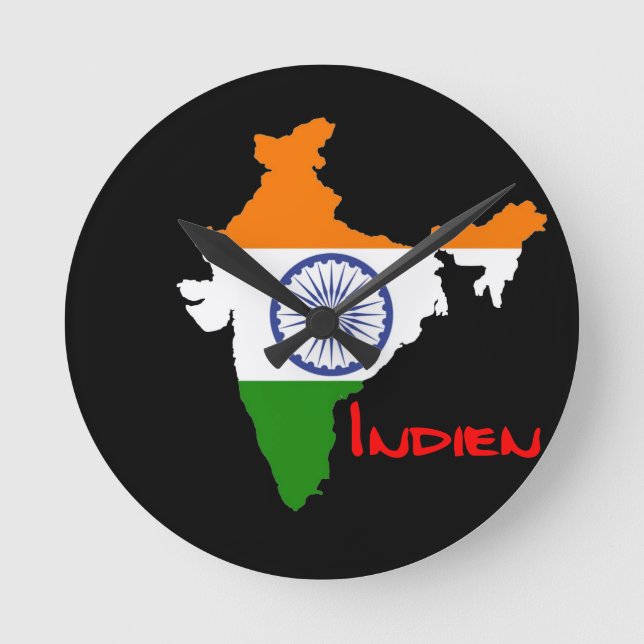 Indien Flagge Uhr Rund Klocka (Framsida)
