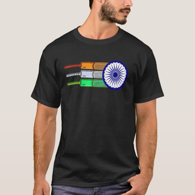 Indien Flaggor från Cricketbats T Shirt (Framsida)