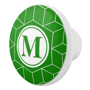 Indien grönt geometriskt och Monogrammed mönster Knopp