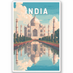 Indien Illustration Resa Konst Vintage Klistermärken