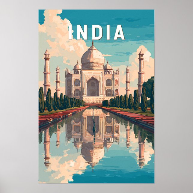 Indien Illustration Resa Konst Vintage Poster (Framsidan)