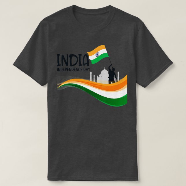 Indien Independence day 15 augusti Indiska Flagga  T Shirt (Design framsida)